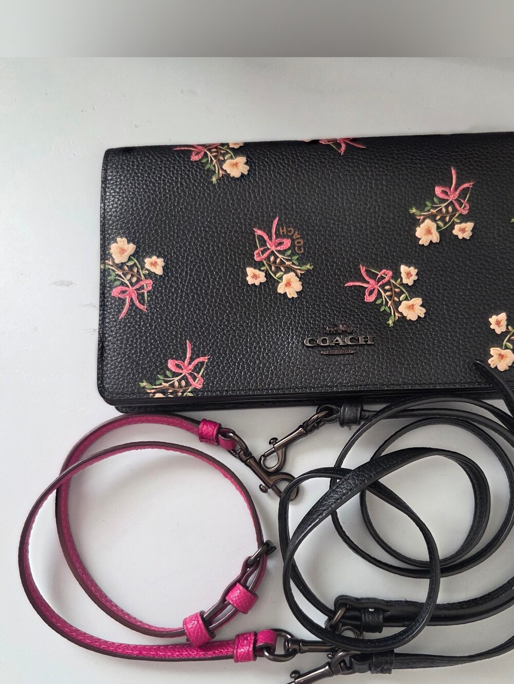 Coach Floral Print Wallet Clutch Crossbody - Picture 2 of 9